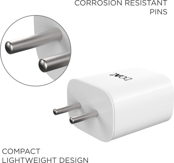 boAt 18W Power WCD QC3A Charger combo (Type C )  (White, Cable Included) - Image 2