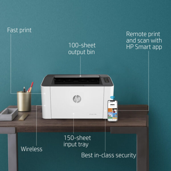 HP Laser 108 w Single Function WiFi Monochrome Laser Printer - Image 2