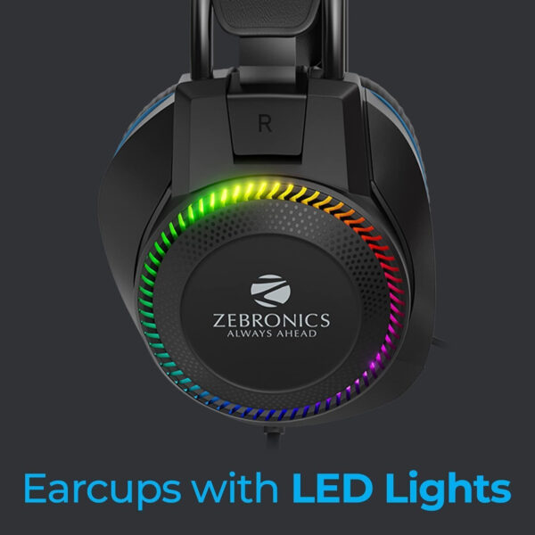 ZEBRONICS Zeb-Jet� Premium Headphone,LED Headband,Suspension Design, 2 mtr 3.5mm+USB Wired Gaming  (Black + Blue, On the Ear) - Image 3