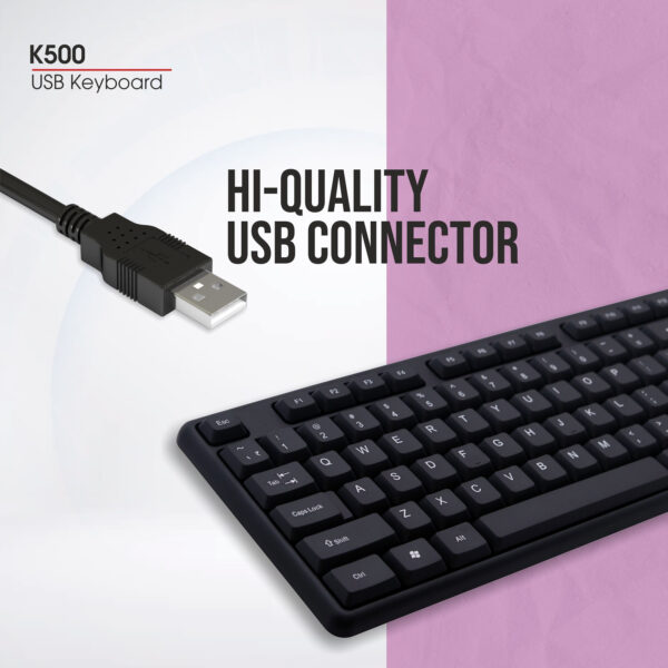 zebion K500 USB Keyboard Wired USB Standard Multi-device Keyboard Compatible with Desktop, Laptop, Mac Easy to Use,Plug and Play,Quick, Comfy Durable body  (Black) - Image 2