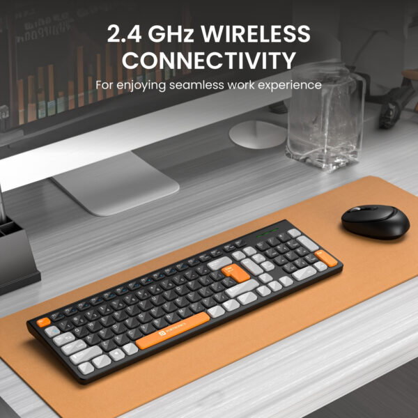 Portronics Key7 Combo Mouse Combo Set with 2.4Ghz, 1200 DPI Wireless Standard Laptop Keyboard Compatible with Desktop, Laptop, Mac Key7 Combo  (Black, Orange) - Image 2
