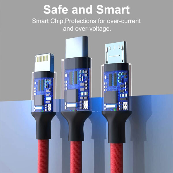 RPMSD Micro USB Cable 2 A 1.2 m 3in1 Multiple USB Data Cable Charging with USB, Type C, Lightning Fast Charging  (Compatible with All Android Devices, All Lightning Devices, White, One Cable) - Image 2