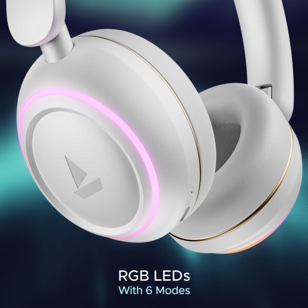 boAt Rockerz 480 w/ Beast Mode, RGB LEDs(6 Light Modes), 60HRS Playback & ENx Tech Bluetooth  (White Sabre, On the Ear) - Image 3