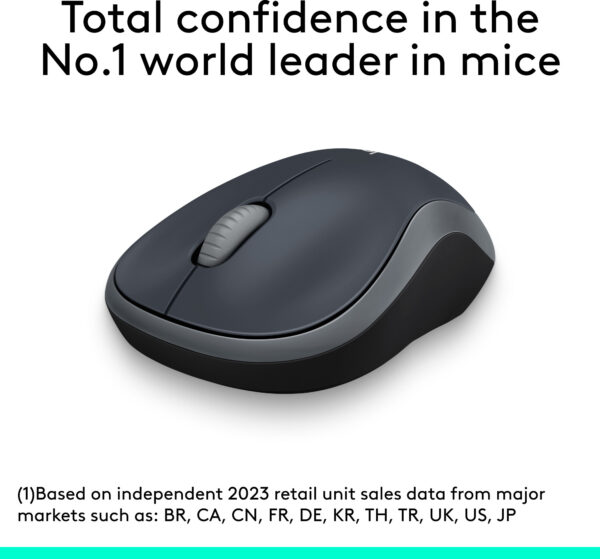 Logitech B175 / Optical Tracking, 12-Months Battery Life, Ambidextrous Wireless Ambidextrous Optical Mouse  (2.4GHz Wireless, Black) - Image 3