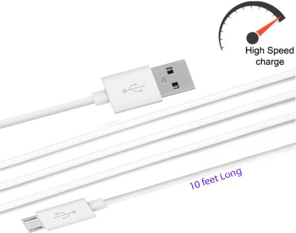 TROST Micro USB Cable 2 A 3 m Extra Long (3 Mtr) Charging/Sync A Plus Champ  (Compatible with Karbonn A Plus Champ, White, One Cable) - Image 4