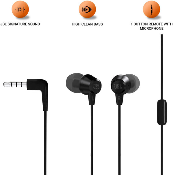 JBL C50HI Wired  (Black, In the Ear) - Image 3