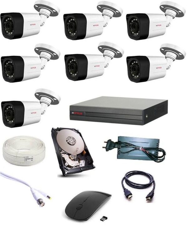 CP PLUS CP PLUS (1MP) 7 BULLET CAMERA,8 CHANNEL DVR, 8 CHANNEL POWER SUPPLY,1 TB HARD DISK,HDMI,MOUSE,BNC DC,90M WIRE BUNDLE Security Camera  (6 TB, 8 Channel)