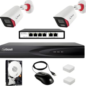 Qidots 2 Channel Kit 8MP IPCamera Full Set ColourVu DualMode 8CH NVR POE Switch 1TB HDD Security Camera  (1 TB, 2 Channel)