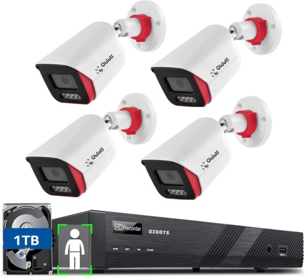 Qidots 4 Channel Kit 8MP IPCamera Full Set ColourVu DualMode 8CH NVR POE Switch 1TB HDD Security Camera  (1 TB, 4 Channel)