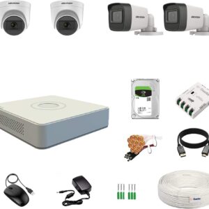 Clocite HIKVISION 5MP 2 Dome 2 Bullet Cameras (Audio Recording) + 8CH 3K/5MP DVR Kit Security Camera  (1 TB, 4 Channel)