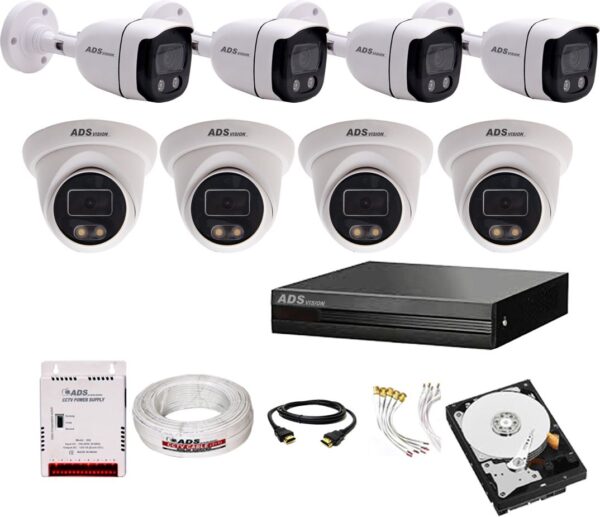 ADS VISION 5MP DVR+3MP HD 5BULLET 24/7COLOR VU NIGHT VISION CAMERA FULL SET With 500GB HDD Security Camera  (500 GB, 8 Channel)