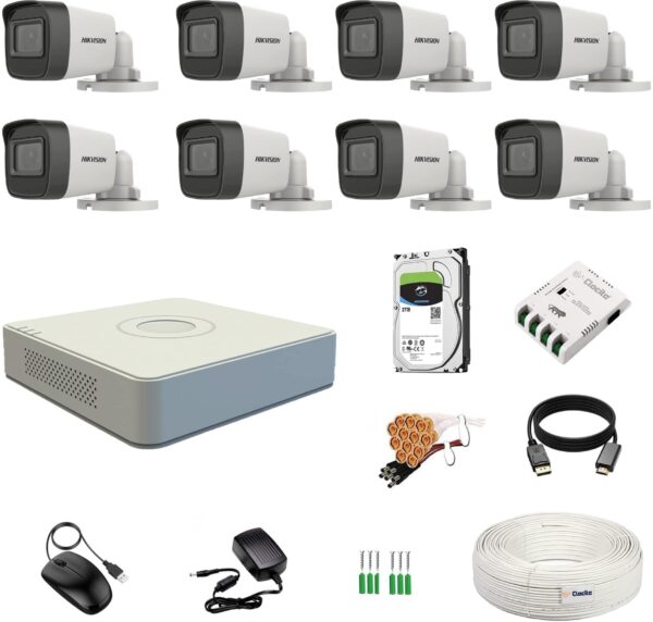 Clocite HIKVISION 5MP 8 Bullet Cameras (Audio Recording) + 8CH 3K/5MP DVR Kit Security Camera  (2 TB, 8 Channel)