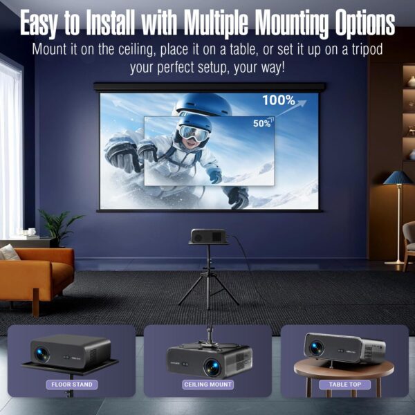 XElectron C9 Plus (12600 lm / 2 Speaker / Wireless / Remote Controller) Full HD 1080p Native with 4K Support, 200-inches Display | WiFi & Bluetooth Connectivity | Android 9.0 with YouTube, Netflix, Prime | Home Theater Projector  (Black) - Image 3