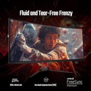 Acer 86.36 cm (34 inch) Curved UWQHD LED Backlit VA Panel Gaming Monitor (ED343CUR UWQHD 120Hz)  (AMD Free Sync, Response Time: 1 ms, 120 Hz Refresh Rate)