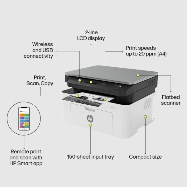 HP MFP 1188A Multi-function Monochrome Laser Printer  (Toner Cartridge, 4 Ink Bottles Included) - Image 3