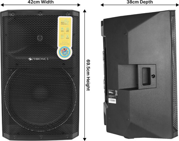 ZEBRONICS Zebronics - Epic Plus,BT v5.0 / USB / SD / FM / AUX / Mic Input,40W RMS 480 W Bluetooth Party Speaker  (Black, Mono Channel) - Image 3