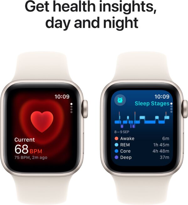 Apple Watch SE 2 GPS 40mm (2nd Gen) Starlight Aluminium with Starlight Sport Band  (Starlight Strap, Free Size) - Image 4