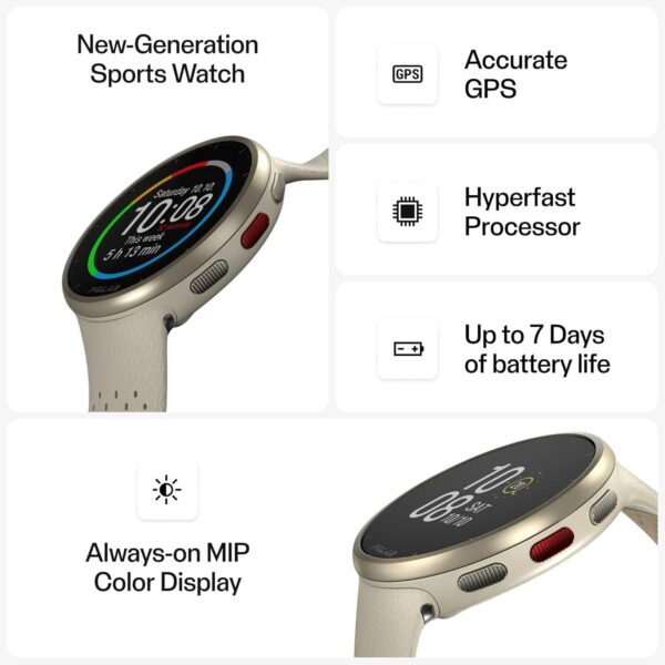 Polar Pacer Pro-Advanced GPS Sports Watch (Champagne-Gold) Smartwatch  (Gold Strap, Free Size) - Image 3
