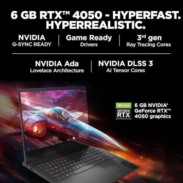 HP Omen AMD Ryzen 7 Octa Core 7840HS - (16 GB/1 TB SSD/Windows 11 Home/6 GB Graphics/NVIDIA GeForce RTX 4050/165 Hz) 16-xd0015AX Gaming Laptop  (16.1 Inch, Shadow Black, 2.37 Kg) - Image 3
