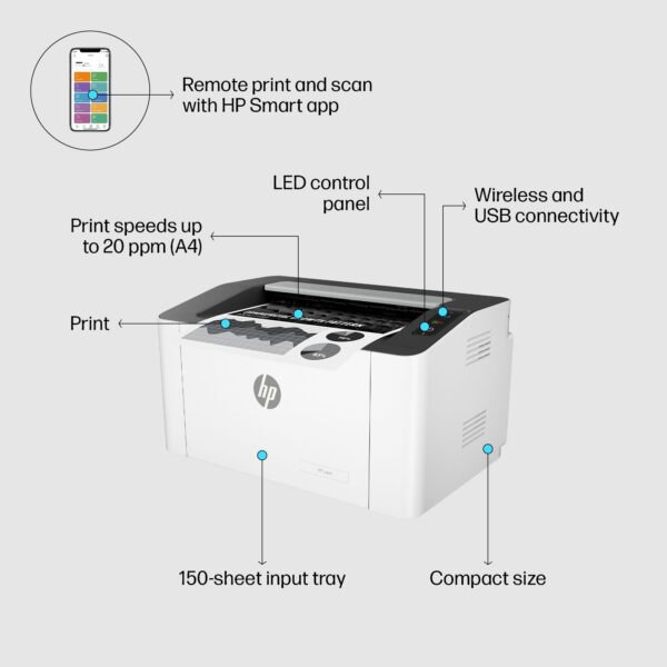HP 1008W Single Function WiFi Monochrome Laser Printer  (Toner Cartridge, 1 Ink Bottle Included) - Image 3