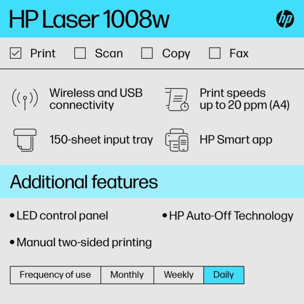 HP 1008W Single Function WiFi Monochrome Laser Printer  (Toner Cartridge, 1 Ink Bottle Included) - Image 4