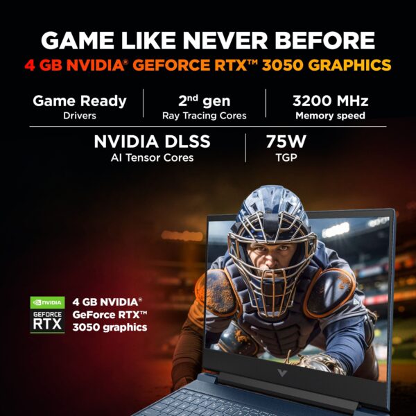 HP Victus Intel Core i5 13th Gen 13420H - (16 GB/512 GB SSD/Windows 11 Home/4 GB Graphics/NVIDIA GeForce RTX 3050) 15-fa2191TX Gaming Laptop  (15.6 Inch, Performance blue, chrome logo, 2.29 Kg, With MS Office) - Image 3