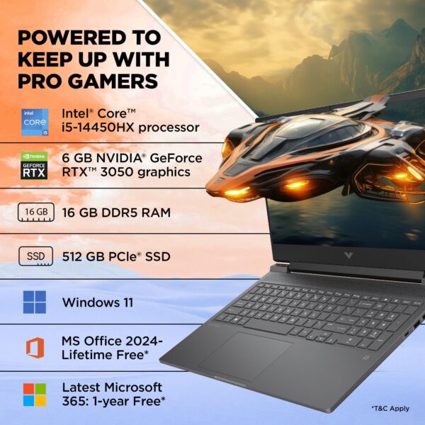 HP Victus Intel Core i5 14th Gen 14450HX - (16 GB/512 GB SSD/Windows 11 Home/6 GB Graphics/NVIDIA GeForce RTX 3050/144 Hz) 16-r1703TX Gaming Laptop  (16.1 inch, Mica Silver, 2.31 kg, With MS Office) - Image 3