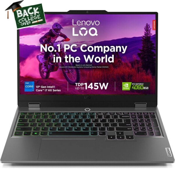 Lenovo LOQ Intel Core i7 13th Gen 13650HX - (24 GB/512 GB SSD/Windows 11 Home/8 GB Graphics/NVIDIA GeForce RTX 4060) 15IRX9 Gaming Laptop  (15.6 inch, Luna Grey, 2.38 Kg, With MS Office) - Image 2