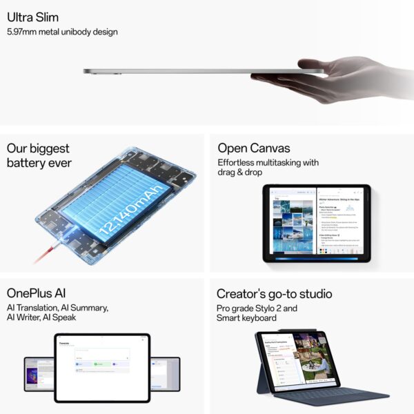OnePlus Pad 3 16 GB RAM 512 GB ROM 13.2 inch with Wi-Fi Only Tablet (Frosted Silver) - Image 4