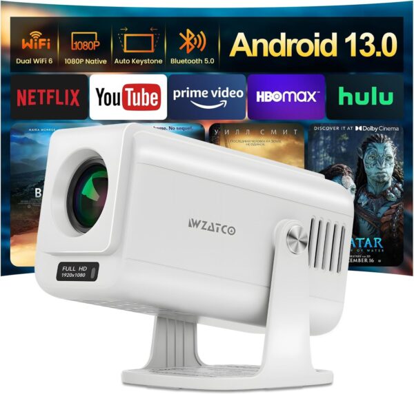 WZATCO Yuva Go Pro Native 1080P Projector (12500 lm / 1 Speaker / Wireless / Remote Controller) Projector  (White)